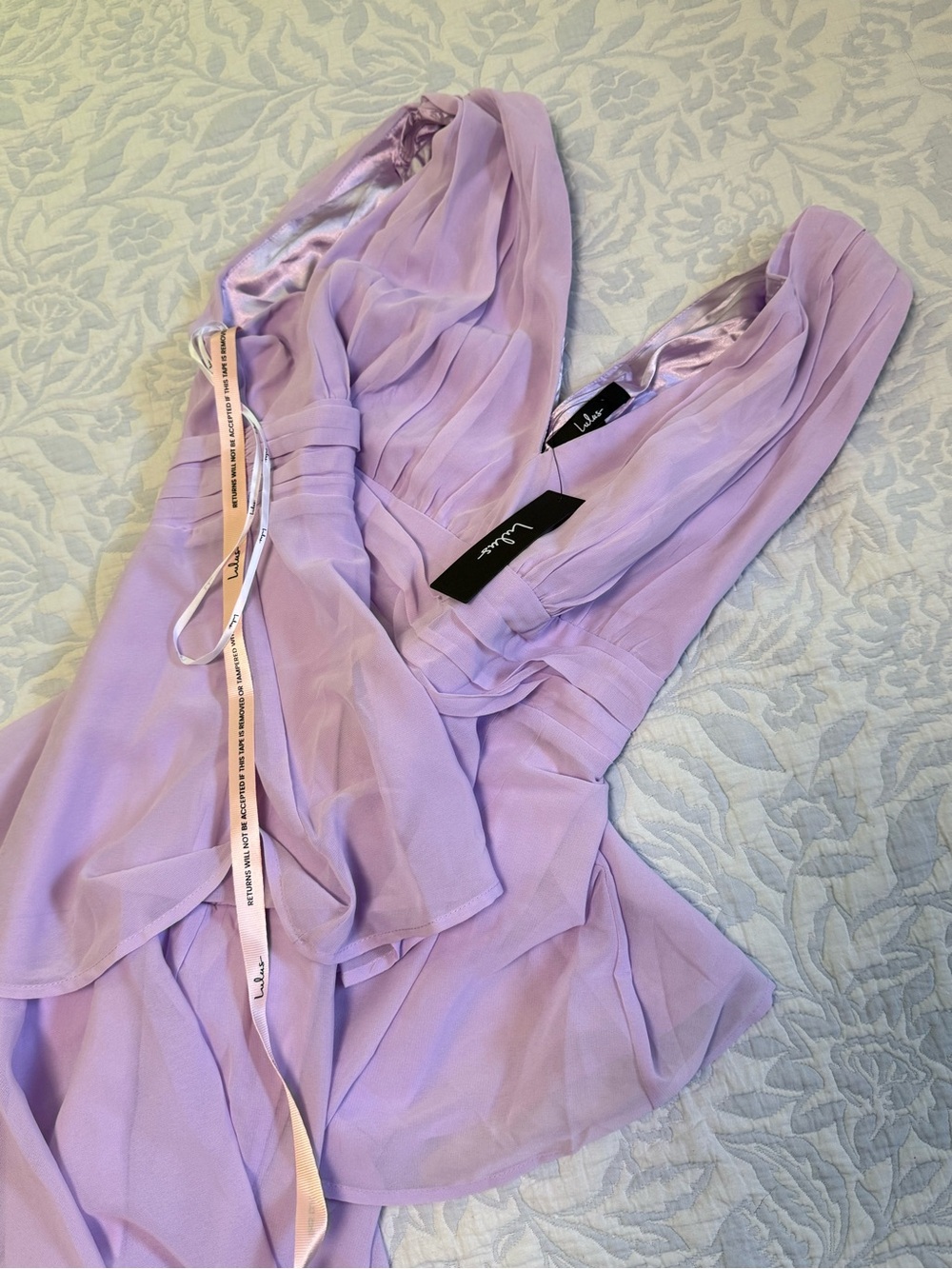 Lulus Lavender Pastel Purple Tiered Maxi Dress 1X NWT Evening Gown Wedding Guest - Picture 6 of 12